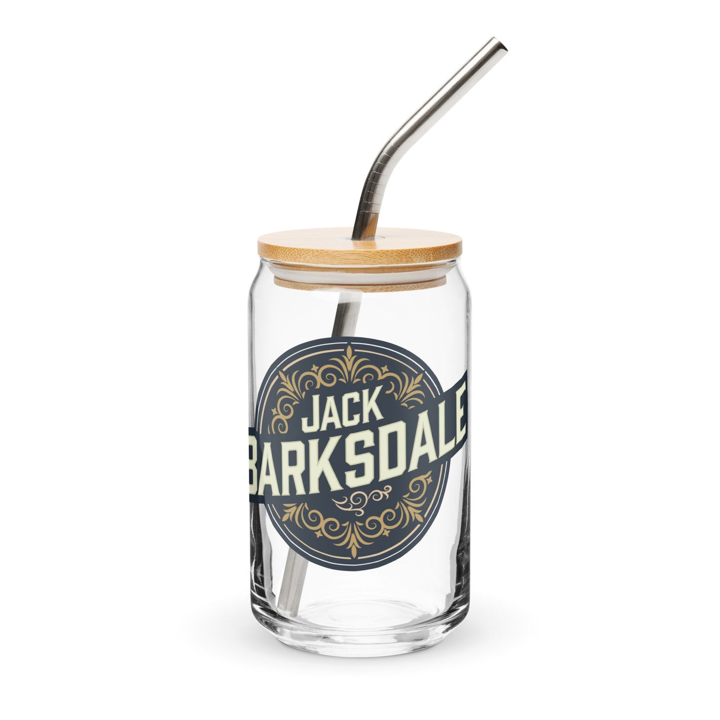 Jack Barksdale Round Logo Can-Shaped Glass