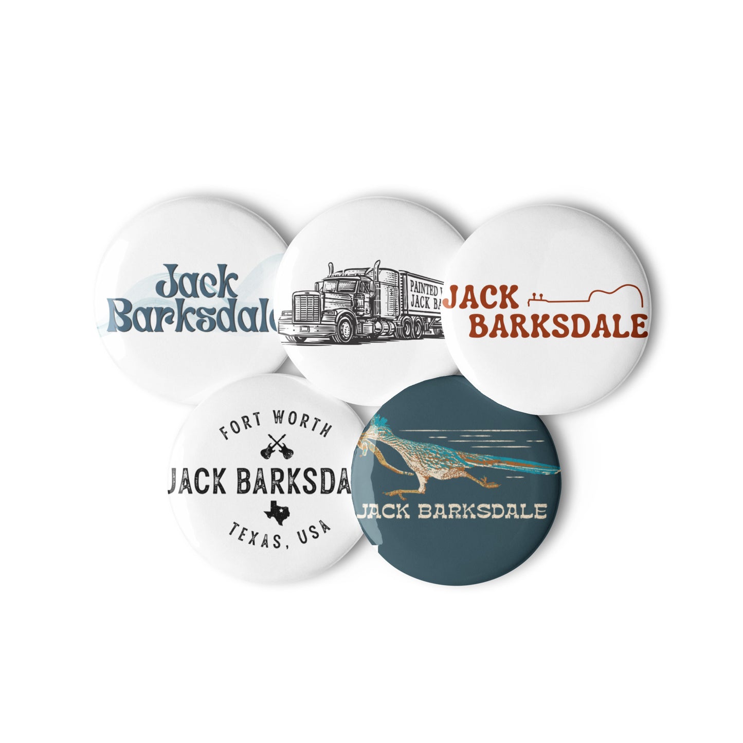 Set Two of 5 Jack Barksdale Pin Buttons