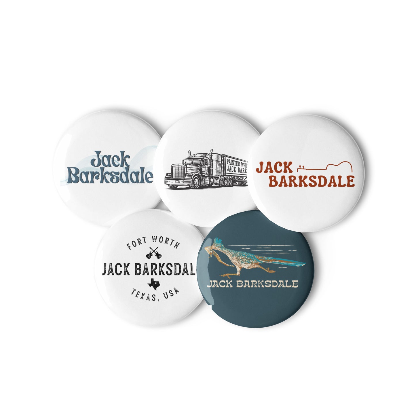 Set Two of 5 Jack Barksdale Pin Buttons