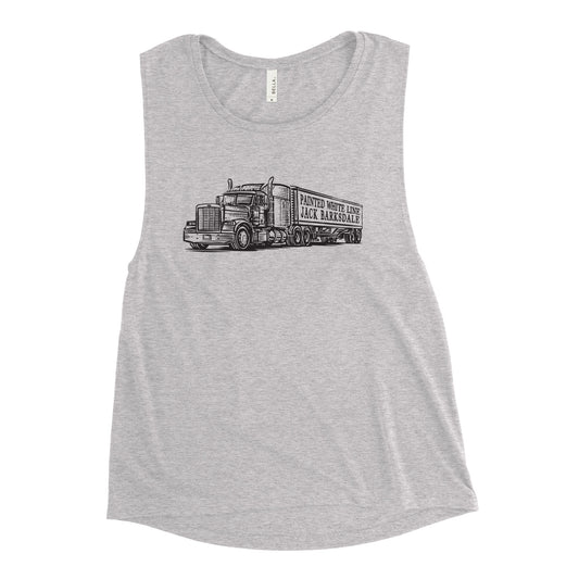 Painted White Line Women's Muscle Tank